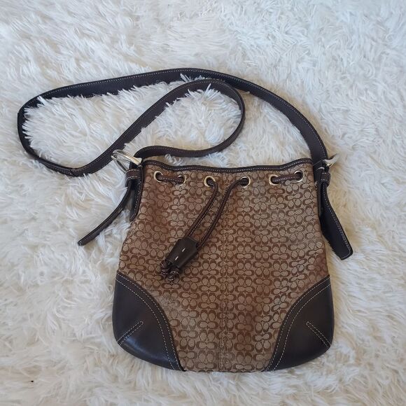 Coach  Brown Crossbody Bag w/Leather Strap and Silver Hardware - Picture 1 of 8